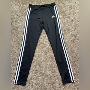 Adidas, girl’s leggings, stripes on sides, YL